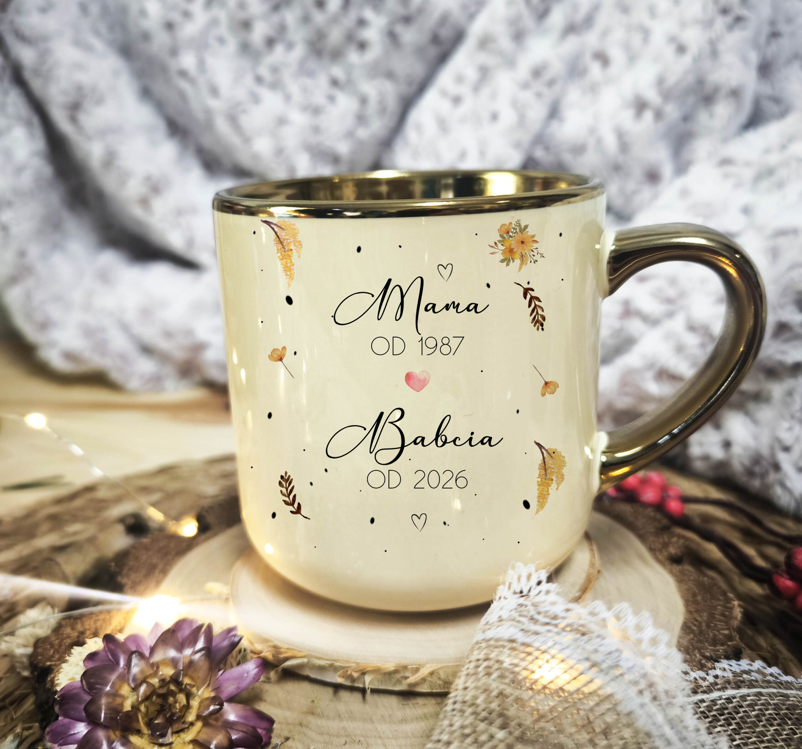 Personalizowany kubek elegant beżowy - Mama / Babcia - 400ml - Prezent dla mamy - obrazek 2